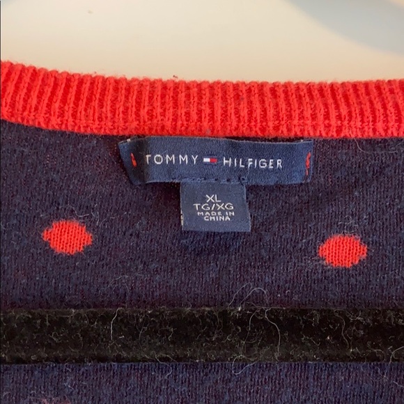 Tommy Hilfiger Red & Navy Polka Dot Sweater - Picture 3 of 5